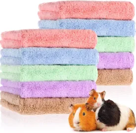 10 Pieces Guinea Pigs Blankets Hamster Fleece Cage Liners Soft Guinea Pig Accessories Small Animal Pet Blanket Sleep Bedding Mats Pet Supplies for Dog Puppy Cat (Mixed Colors,18 x 24 Inch)