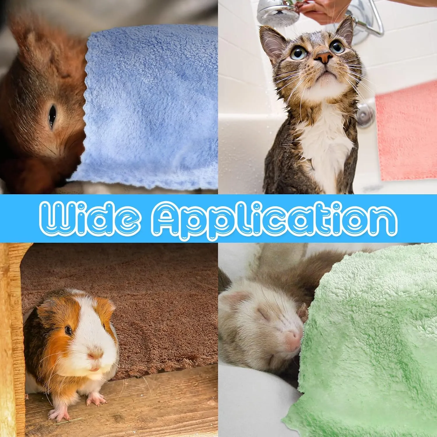 10 Pieces Guinea Pigs Blankets Hamster Fleece Cage Liners Soft Guinea Pig Accessories Small Animal Pet Blanket Sleep Bedding Mats Pet Supplies for Dog Puppy Cat (Mixed Colors,18 x 24 Inch)