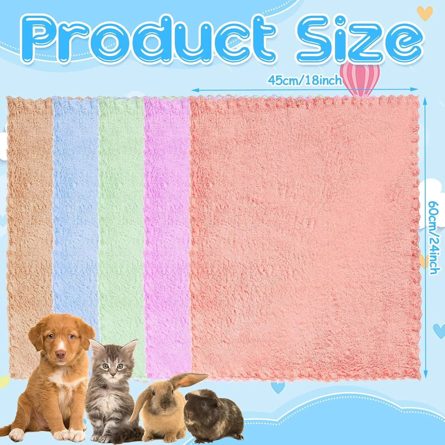 10 Pieces Guinea Pigs Blankets Hamster Fleece Cage Liners Soft Guinea Pig Accessories Small Animal Pet Blanket Sleep Bedding Mats Pet Supplies for Dog Puppy Cat (Mixed Colors,18 x 24 Inch)