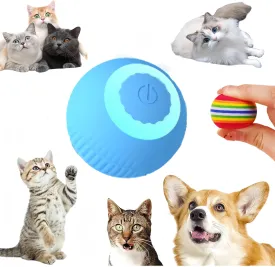 2025 Cat Toy Two-Piece Sponge Set - Red Rainbow Automatic Moving Smart Cat Toy Balls for Bored Indoor Adult Cats Favorite Motion Activated ToysBlue