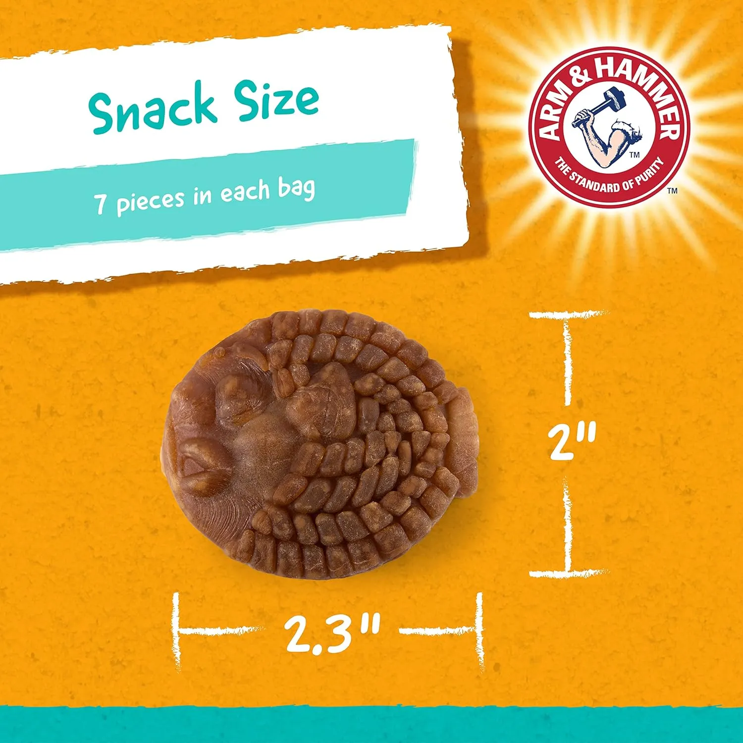 Arm & Hammer for Pets Mighties by TREADZ Dental Treats for Dogs with Baking Soda & Calcium, Help Fight Bad Breath, Plaque & Tartar, Mint, Tough Puffer Shaped, 7 Pcs (Packaging May Vary)