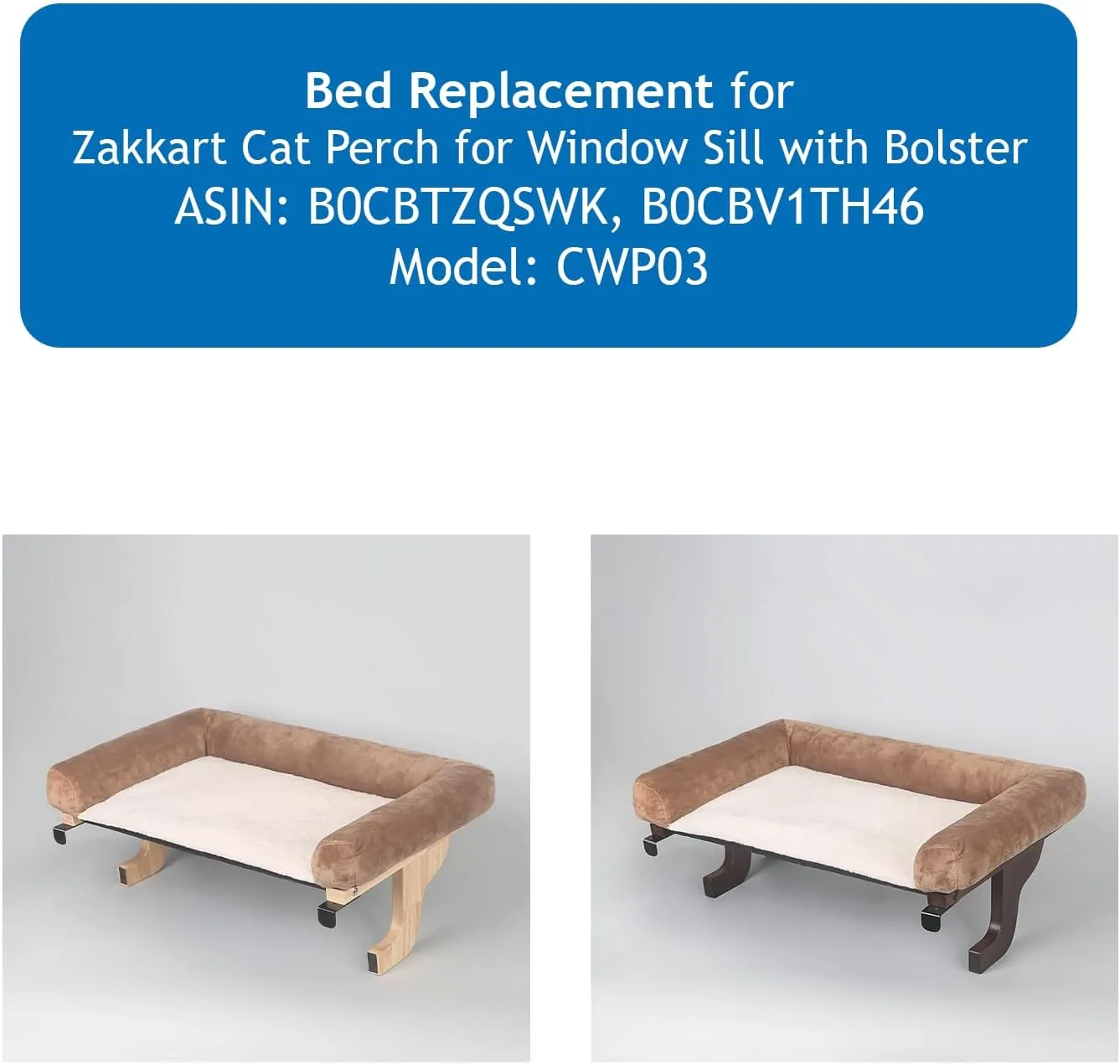 Bed Replacement for Zakkart Cat Perch for Window Sill with Bolster, NOT Compatible with Other Brand - Brown