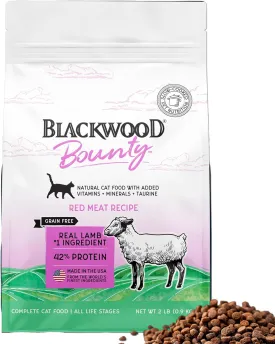 Blackwood Bounty Dry Cat Food, Red Meat Recipe for All Life Stages, 2 Pound Bag, High Protein, Grain Free
