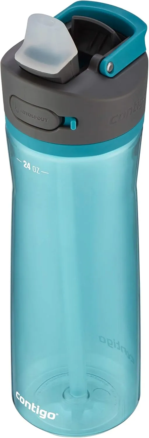 Contigo Ashland 2.0 Leak-Proof, Dishwasher Safe Water Bottle with Lid Lock & Angled Straw, Interchangeable Lid, 24oz - Juniper