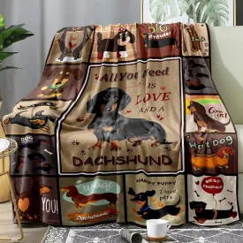 Dachshund Blanket, Wiener Dogs Throw Blanket, I Love Dachshunds Soft Flannel Stuffed Animal Blankets Dachshund Gifts for Women (Dachshund 3, 47"x 60")