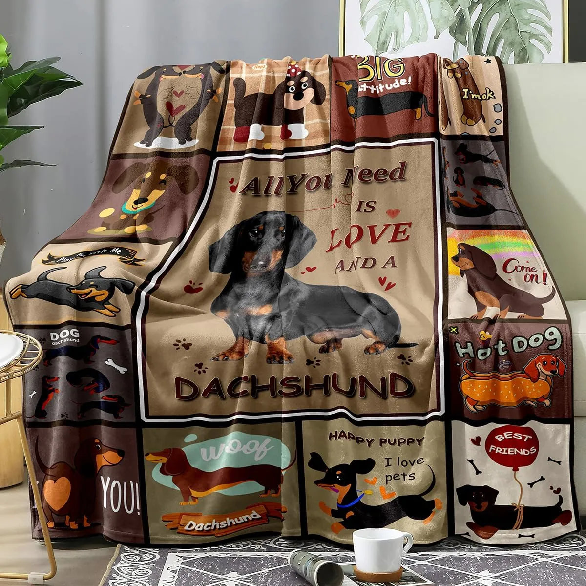 Dachshund Blanket, Wiener Dogs Throw Blanket, I Love Dachshunds Soft Flannel Stuffed Animal Blankets Dachshund Gifts for Women (Dachshund 3, 47"x 60")
