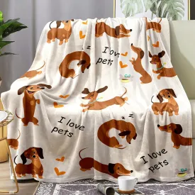 Dachshund Blanket, Wiener Dogs Throw Blanket, I Love Pets Soft Flannel Stuffed Dachshunds Blankets Gifts for Women (Dachshund 6, 47"x 60")