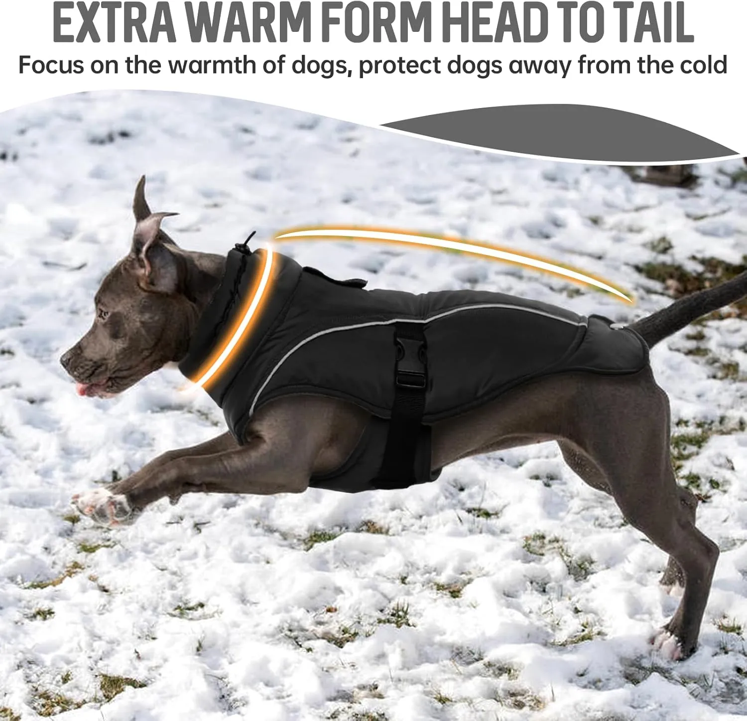 DENTRUN Dog Cold Weather Coats Winter Warm Dog Coat Windproof Cozy Dog Jacket Thick Fleece Vest Water Repellent Apparel with Harness/Leash Hole & Reflective for Outdoor Small Medium Large Dogs