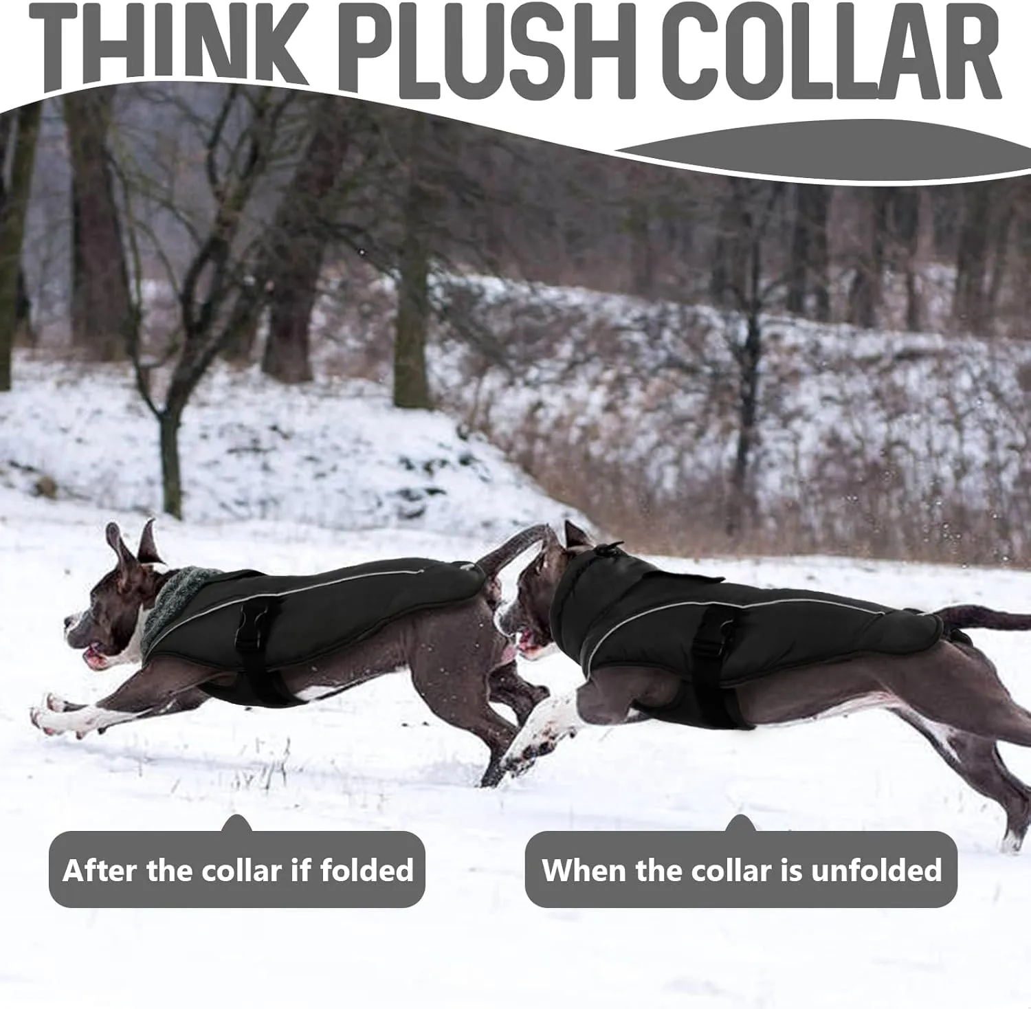 DENTRUN Dog Cold Weather Coats Winter Warm Dog Coat Windproof Cozy Dog Jacket Thick Fleece Vest Water Repellent Apparel with Harness/Leash Hole & Reflective for Outdoor Small Medium Large Dogs
