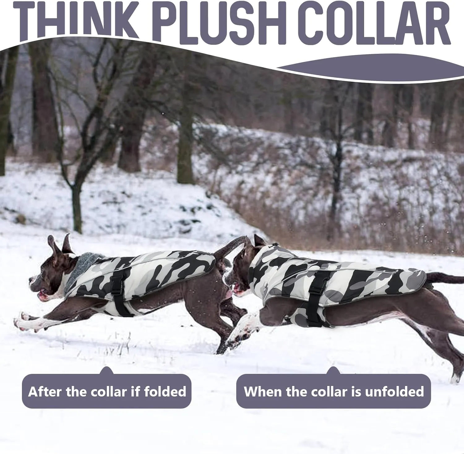 DENTRUN Dog Winter Warm Coat - Windproof Cozy Jacket, Thick Fleece Vest, Water Repellent, Reflective, Small to Large Dogs
