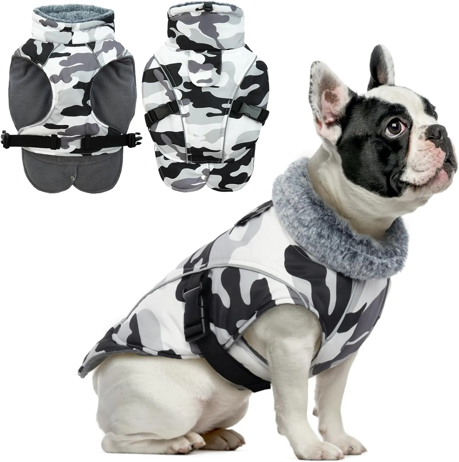 DENTRUN Dog Winter Warm Coat - Windproof Cozy Jacket, Thick Fleece Vest, Water Repellent, Reflective, Small to Large Dogs