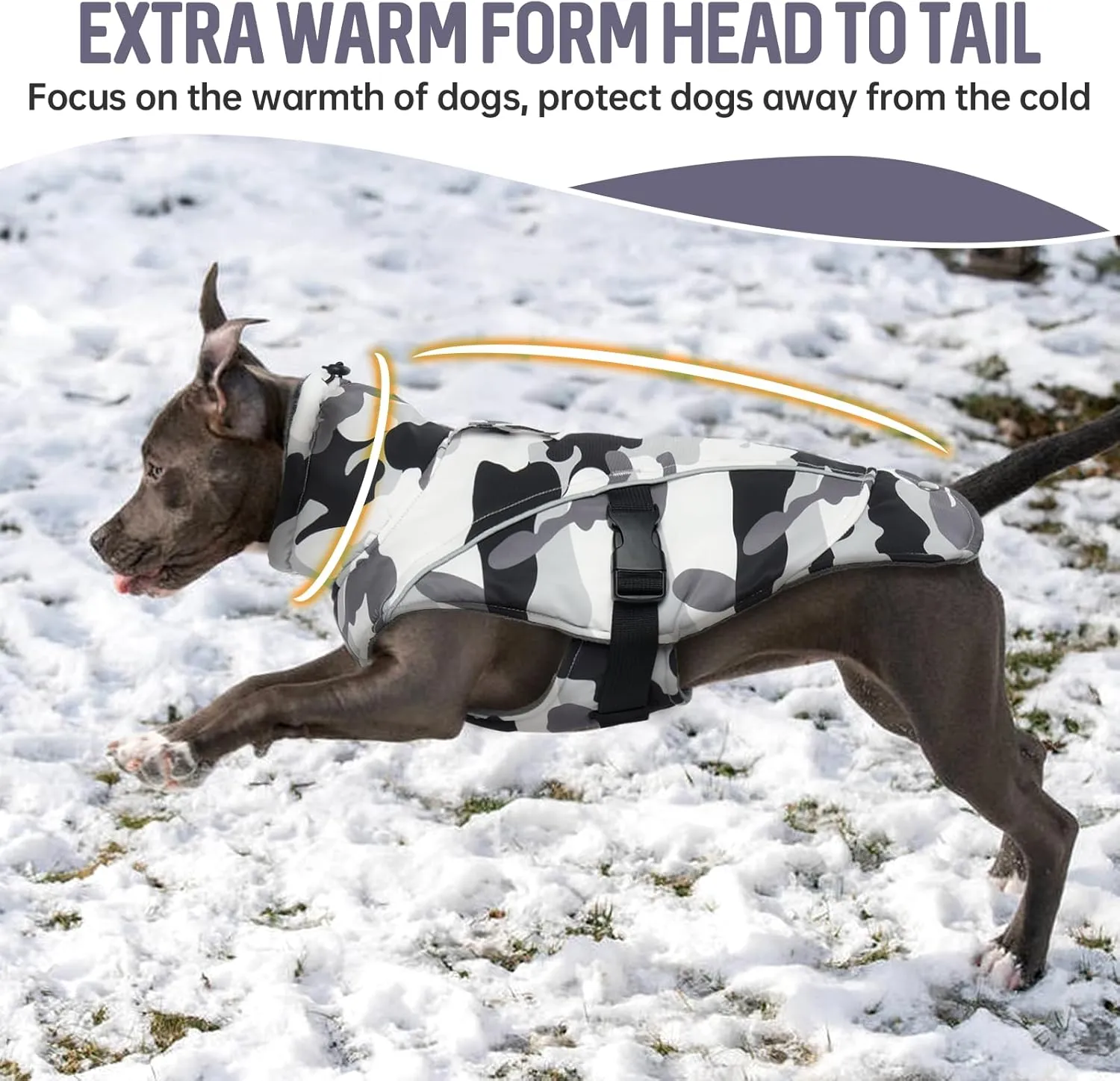 DENTRUN Dog Winter Warm Coat - Windproof Cozy Jacket, Thick Fleece Vest, Water Repellent, Reflective, Small to Large Dogs