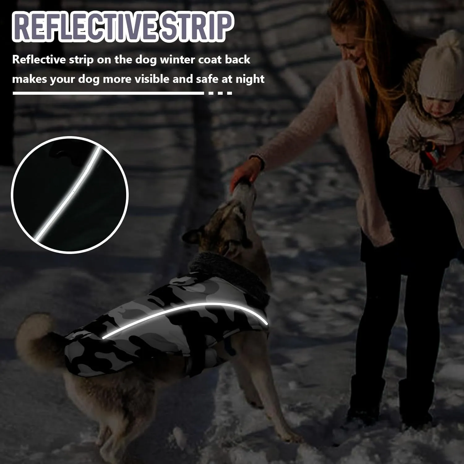 DENTRUN Dog Winter Warm Coat - Windproof Cozy Jacket, Thick Fleece Vest, Water Repellent, Reflective, Small to Large Dogs