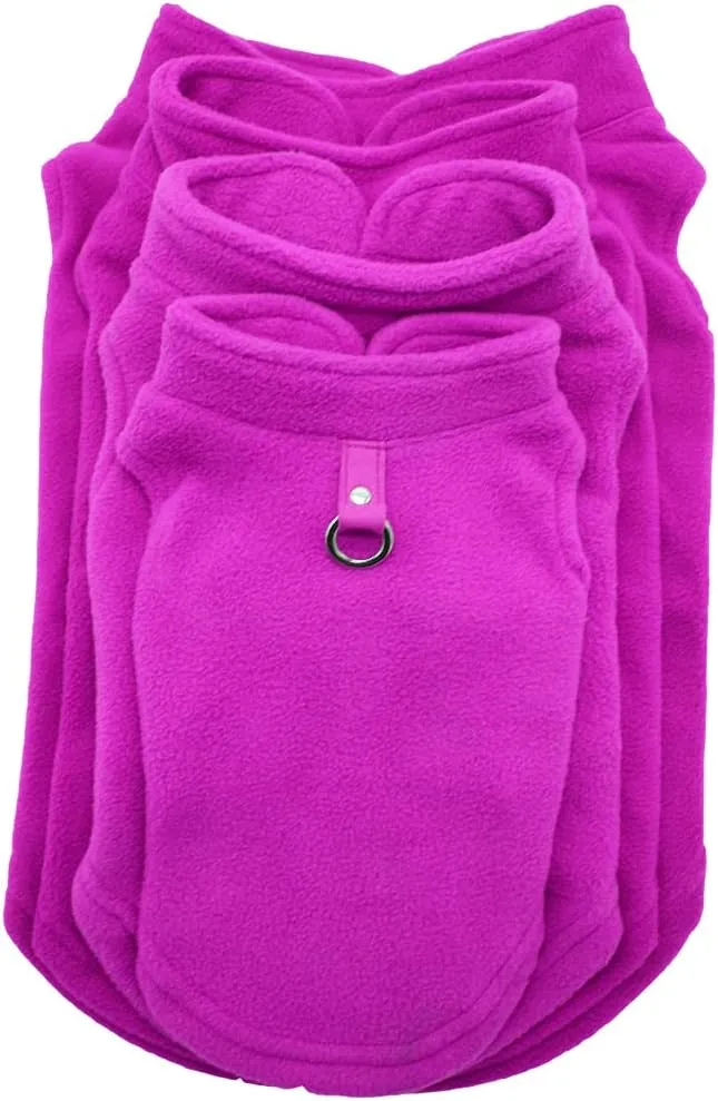 Dog Fleece Vest Soft Winter Jacket Sweater with D-Ring Leash Cold Weather Coat Hoodie for Small Medium Large Dogs Purple Large