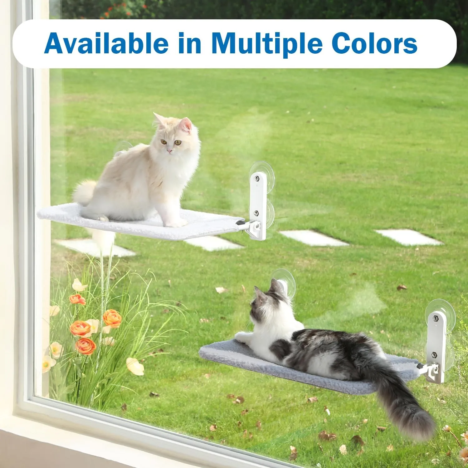 Easy Fold Cat Window Perch - Cordless, Fold-Up, Zip Closure Embeded Machine Washable Bed Cover, Robust Metal Frame - Cat Hammock for Window for Large Cats and Kittens (Gray, Medium)