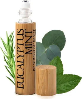 Eucalyptus Mint Essential Oil Roll On  Aromatherapy Blend w/Peppermint, Spearmint, Rosemary  Breathe Rollerball for Self Care, Spa, Energy, Wellness  10ml Bottle - for Men & Women