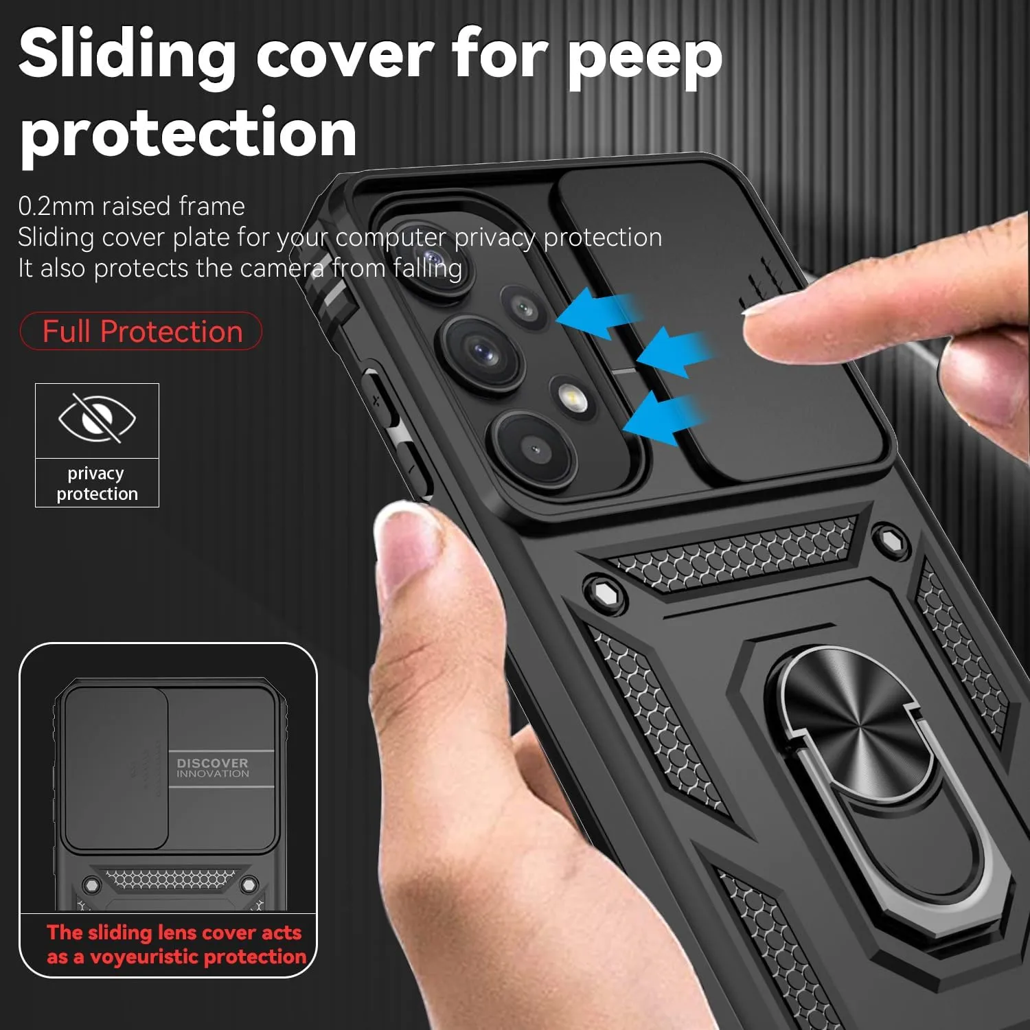 for Samsung Galaxy A35 5G Case,Galaxy A35 5G Case,with Screen Protectors and Camera Cover,[Military Grade] 16ft.Drop Tested Cover with Magnetic Kickstand Protective Case for Samsung A35 5G, Black