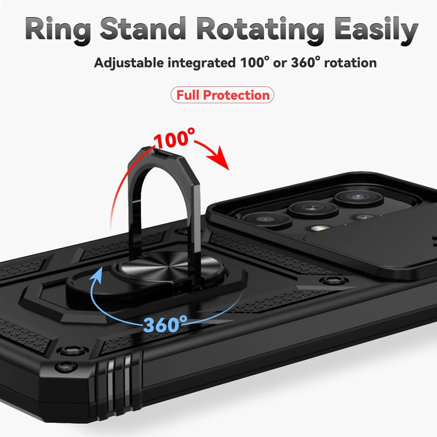 for Samsung Galaxy A35 5G Case,Galaxy A35 5G Case,with Screen Protectors and Camera Cover,[Military Grade] 16ft.Drop Tested Cover with Magnetic Kickstand Protective Case for Samsung A35 5G, Black
