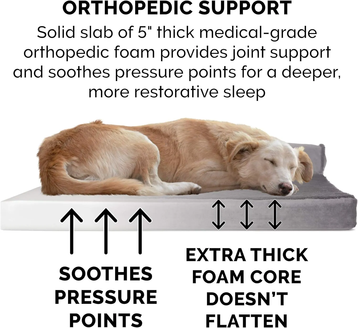 Furhaven Orthopedic Dog Bed for Large Dogs w/ Removable Bolsters & Washable Cover, For Dogs Up to 125 lbs - Plush & Velvet L Shaped Chaise - Platinum Gray, Jumbo Plus/XXL