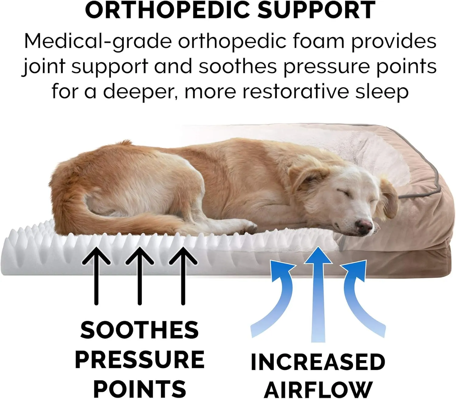 Furhaven Orthopedic Dog Bed for Large Dogs w/ Removable Bolsters & Washable Cover, For Dogs Up to 95 lbs - Plush & Velvet Waves Perfect Comfort Sofa - Brownstone, Jumbo/XL