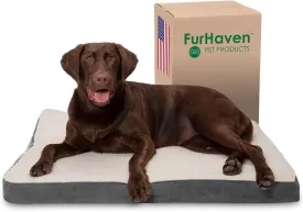 Furhaven Orthopedic Dog Bed for Large/Medium Dogs w/ Removable Washable Cover, For Dogs Up to 55 lbs - Sherpa & Suede Mattress - Gray, Large