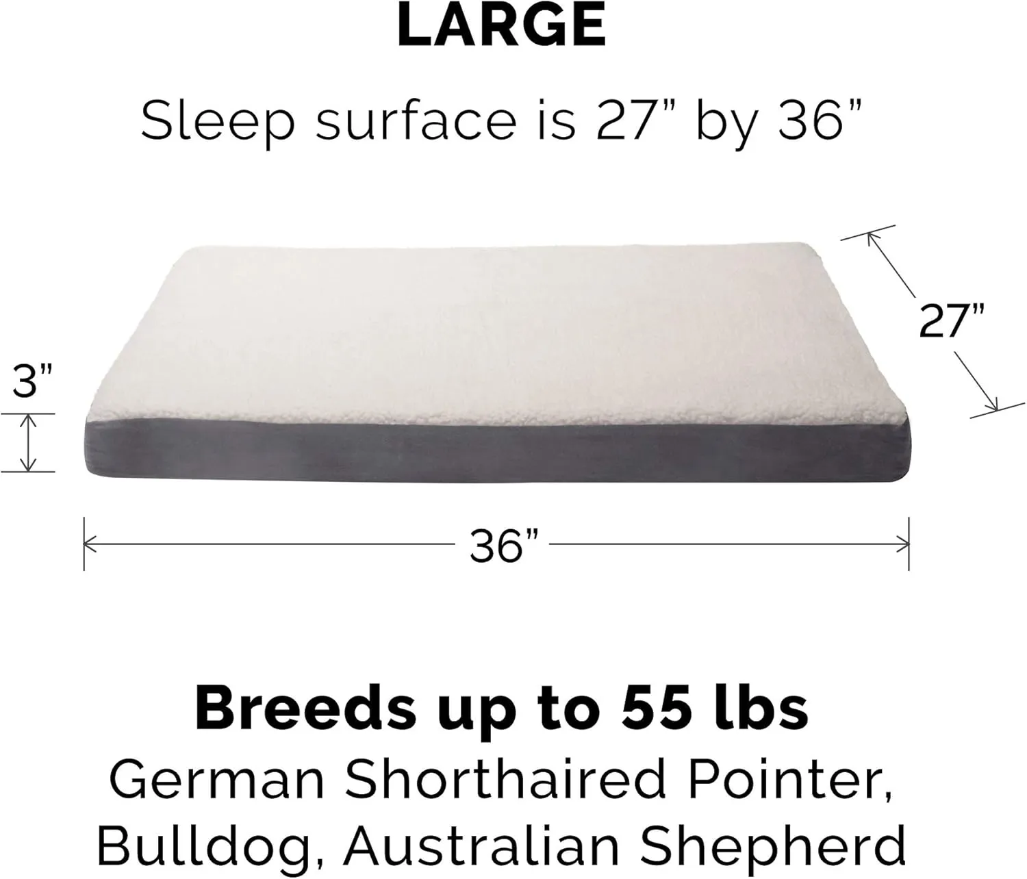 Furhaven Orthopedic Dog Bed for Large/Medium Dogs w/ Removable Washable Cover, For Dogs Up to 55 lbs - Sherpa & Suede Mattress - Gray, Large
