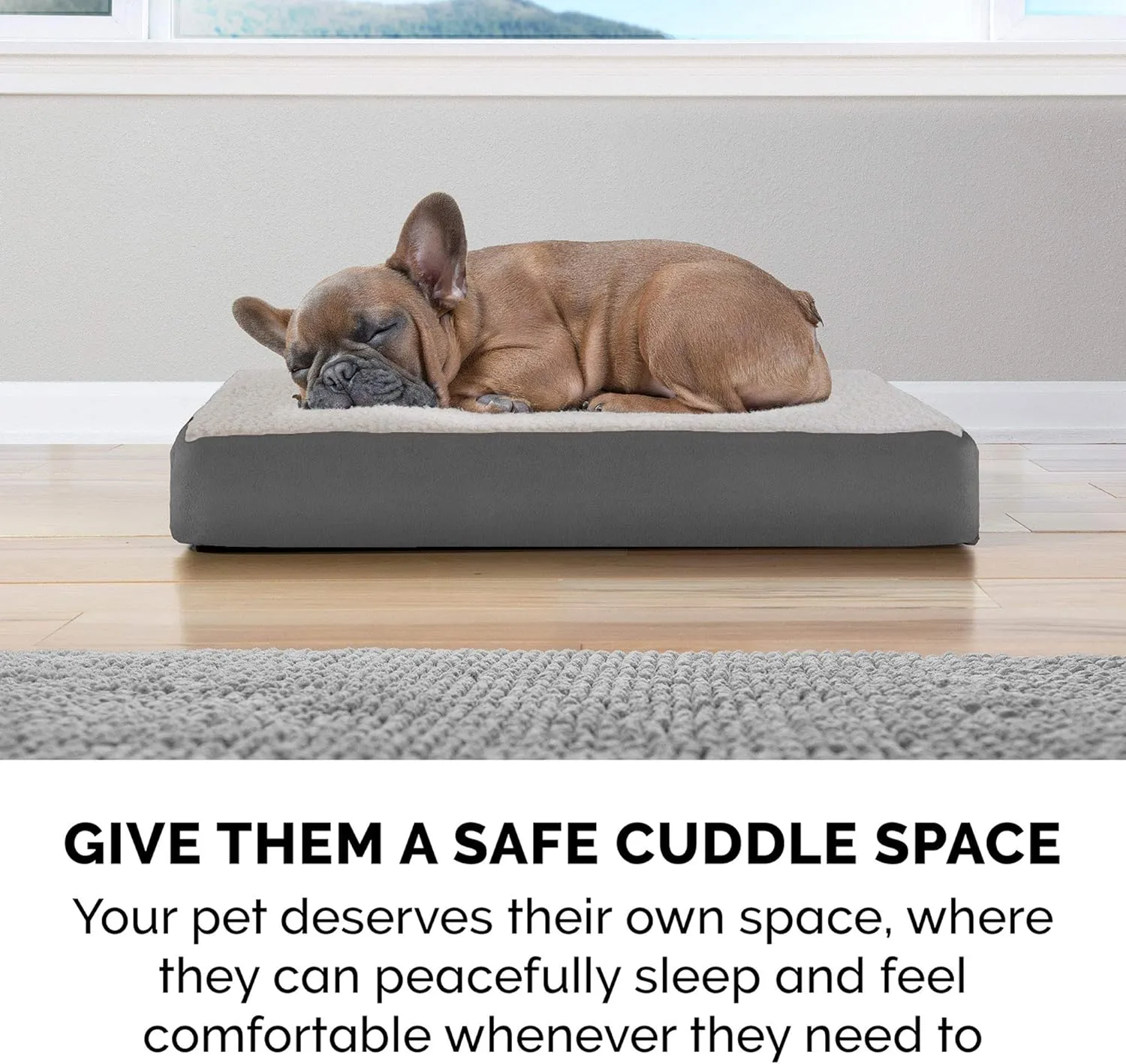 Furhaven Orthopedic Dog Bed for Large/Medium Dogs w/ Removable Washable Cover, For Dogs Up to 55 lbs - Sherpa & Suede Mattress - Gray, Large