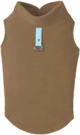 Gooby - Fleece Vest, Small Dog Pullover Fleece Jacket with Leash Ring, Clay, Medium