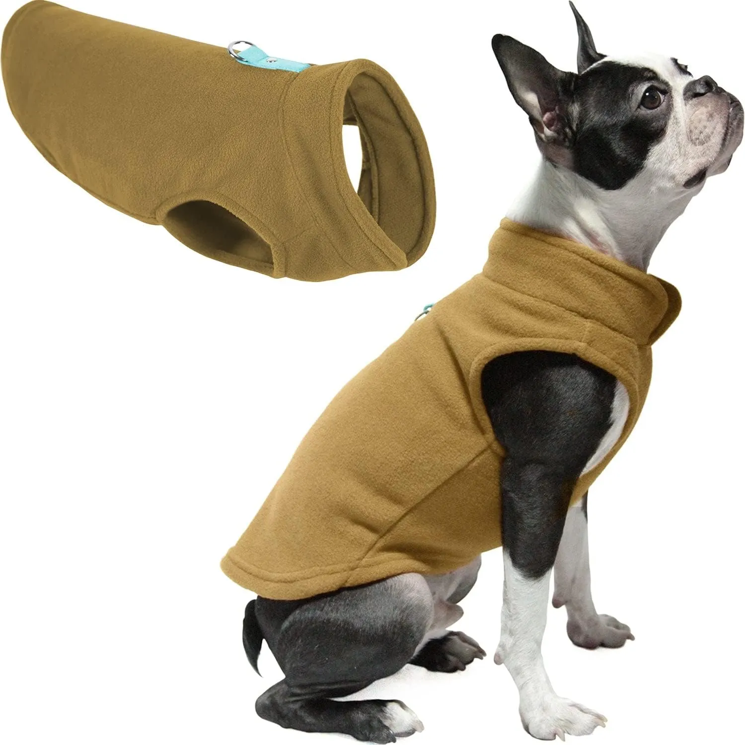 Gooby - Fleece Vest, Small Dog Pullover Fleece Jacket with Leash Ring, Clay, Medium