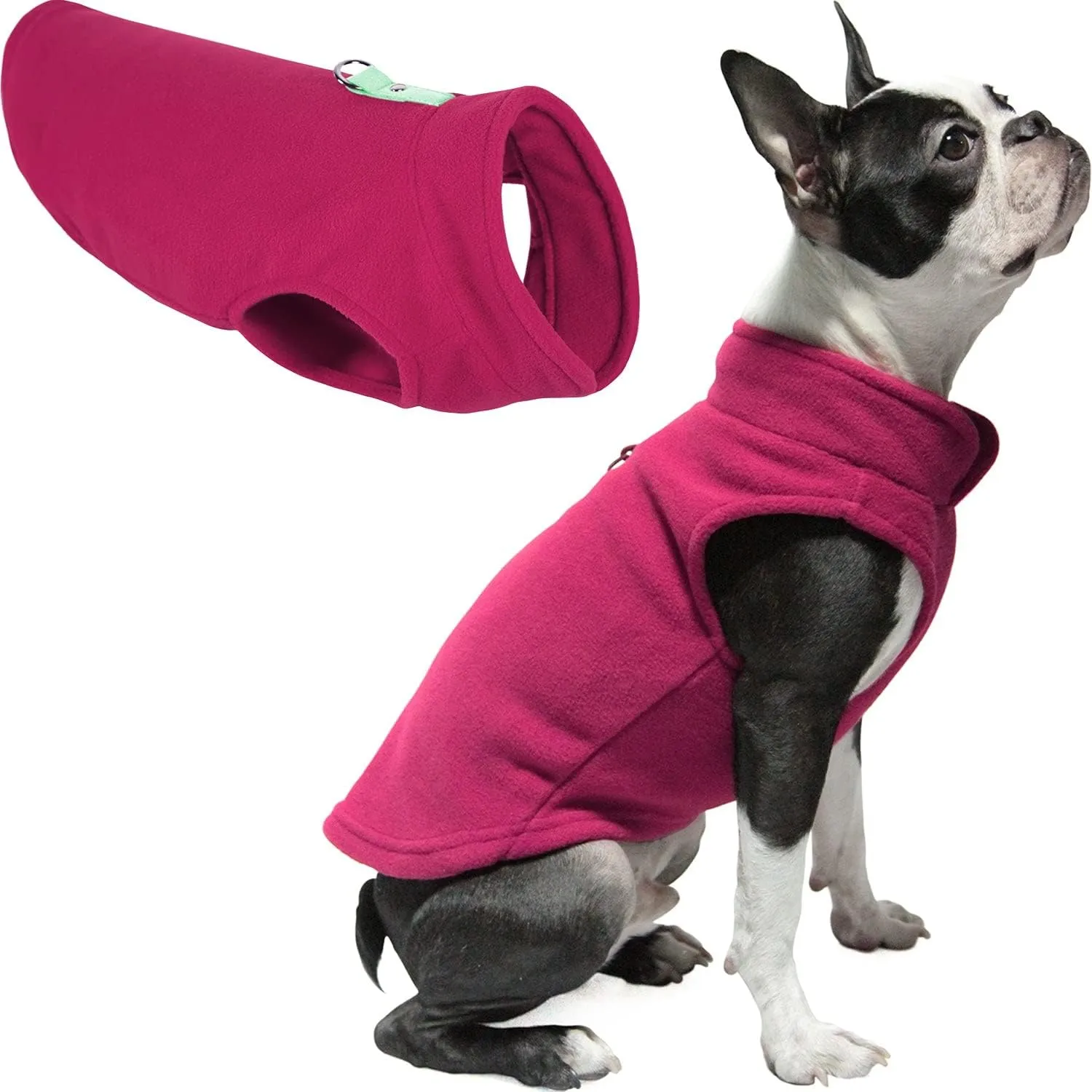 Gooby - Fleece Vest, Small Dog Pullover Fleece Jacket with Leash Ring, Fuchsia, Medium