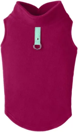 Gooby - Fleece Vest, Small Dog Pullover Fleece Jacket with Leash Ring, Fuchsia, Medium