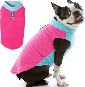 Gooby Half Stretch Fleece Vest Sweater - Pink, Medium - Warm Pullover Jacket With D-Ring Leash - Winter Small Dog Coat - Cold Weather Clothes for Small Dogs Boy or Girl