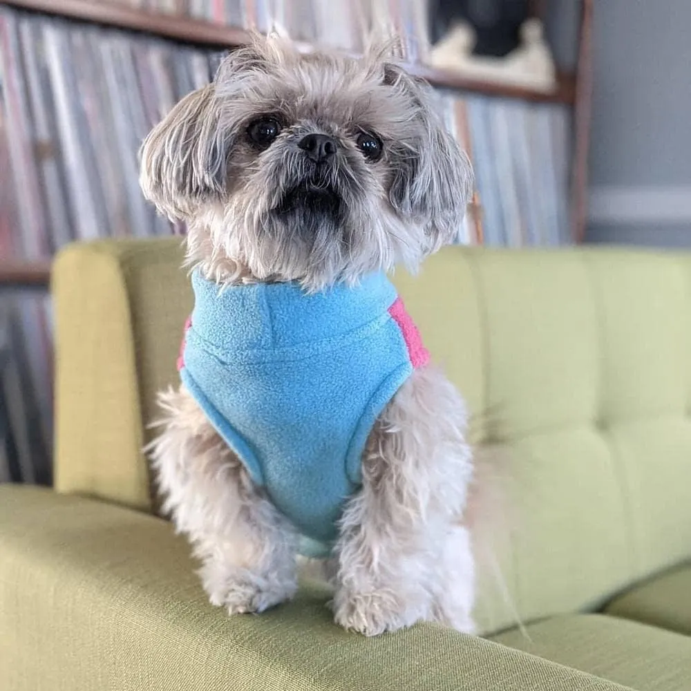 Gooby Half Stretch Fleece Vest Sweater - Pink, Medium - Warm Pullover Jacket With D-Ring Leash - Winter Small Dog Coat - Cold Weather Clothes for Small Dogs Boy or Girl