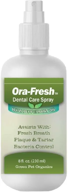 Green Pet Organics OraFresh Dental Spray with Peppermint Oil - Naturally Fights Tartar, Plaque & Freshens Breath Instantly, Improves Oral Health, 8 oz