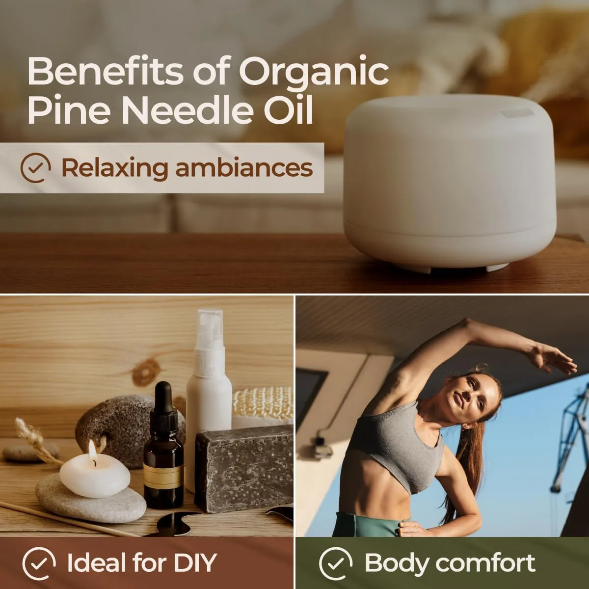 Gya Labs Organic Pine Essential Oil for Diffuser - 100% Pure Natural Pine Needle Essential Oil Organic for Skin, Hair, Candle Making (0.34 Fl Oz)