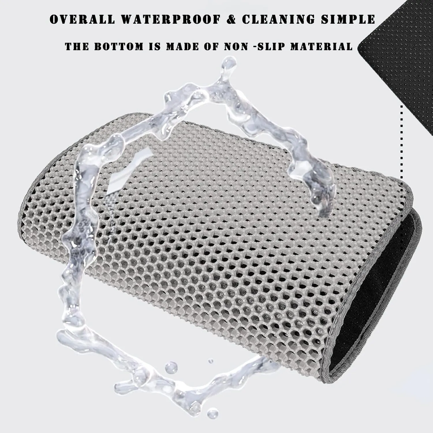 HCY&WLD Cat Litter Mat, 45x26/35x24/30x22/24x18 Inch Double Layer Cat Litter Box Mat, EVA Non-Slip, Waterproof Urine Proof Cat Litter Catcher Mat, Easy Clean Scatter Control (35x24 Inch, Gray)