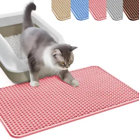 HCY&WLD Cat Litter Mat, Honeycomb Double Layer Cat Litter Trapping Mat, Waterproof Urine Proof Non-Slip, Scatter Control, Less Waste, Easier to Clean (Pink, 45" X 26")