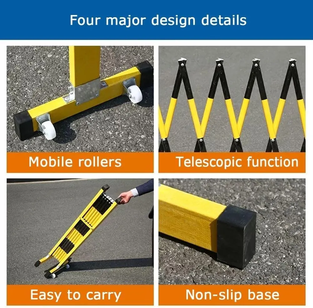 Industrial Expandable Metal Barrier with Casters Easy to Use and Adjust Retractable Traffic Fence,Pet Fence Gate Garden Fence Adjustable (Size : L250cm/8.2ft)