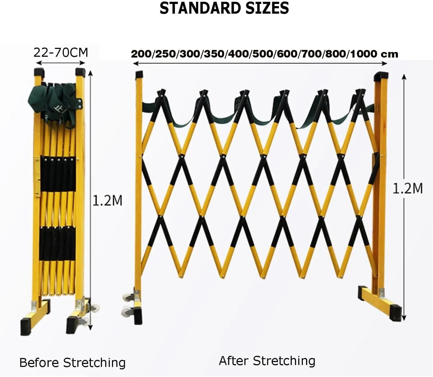 Industrial Expandable Metal Barrier with Casters Easy to Use and Adjust Retractable Traffic Fence,Pet Fence Gate Garden Fence Adjustable (Size : L250cm/8.2ft)
