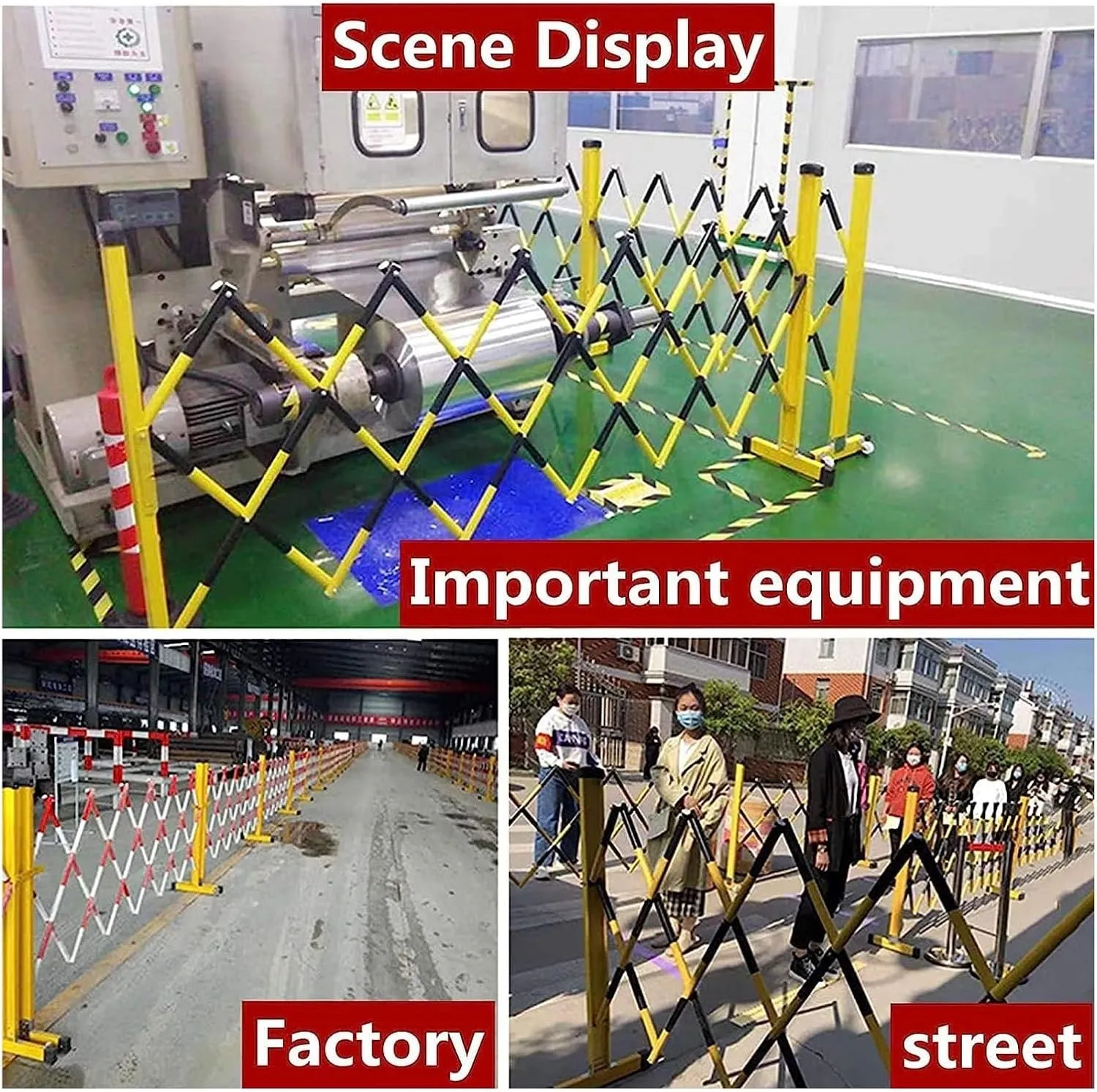 Industrial Expandable Metal Barrier with Casters Easy to Use and Adjust Retractable Traffic Fence,Pet Fence Gate Garden Fence Adjustable (Size : L250cm/8.2ft)