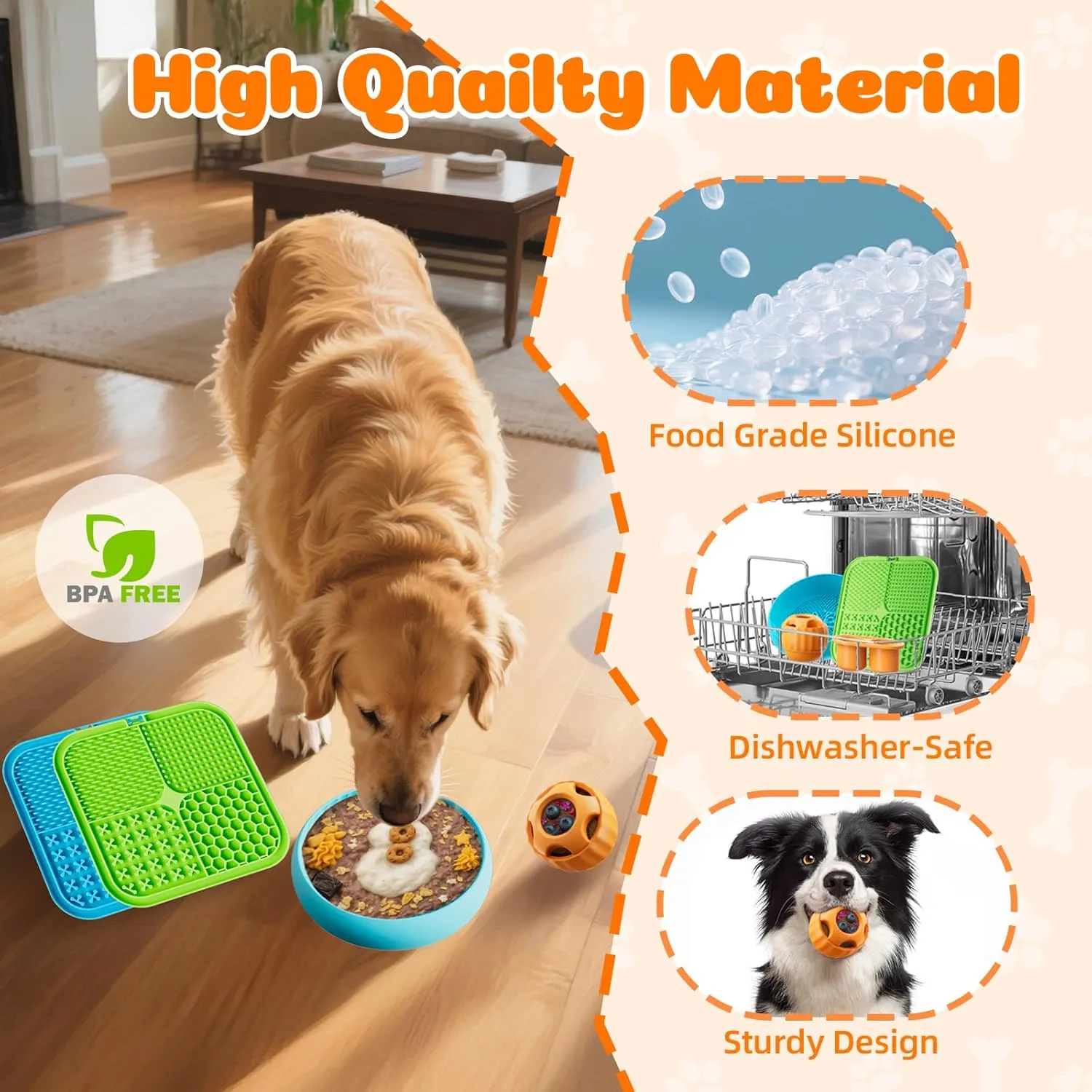 KILIN Dog Enrichment Toys 6 Pack - Dog Toys to Keep Them Busy, Lick Mat, Ball & Bowl with Peanut Butter, Frozen Treat Puzzle Dispenser for Anxiety Relief, Reduce Boredom, Perfect for Bathing Grooming