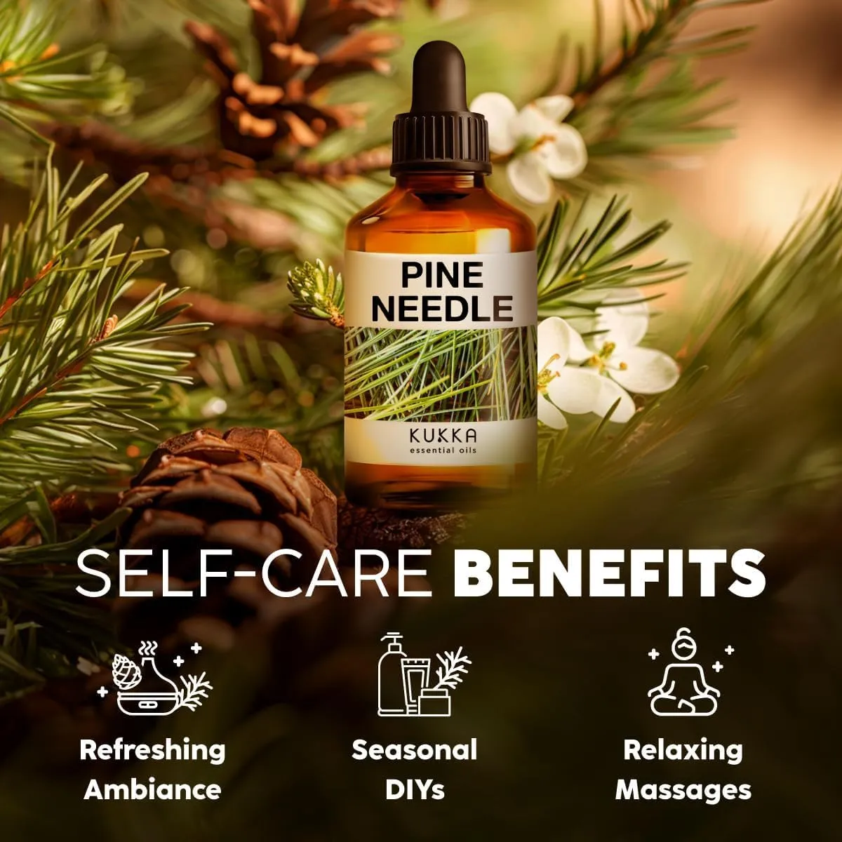 Kukka Pine Essential Oil for Diffuser - 4 Fl Oz - 100% Pure Natural Pine Oil, Woody Scent, for Candle & Soap Making Scent DIY