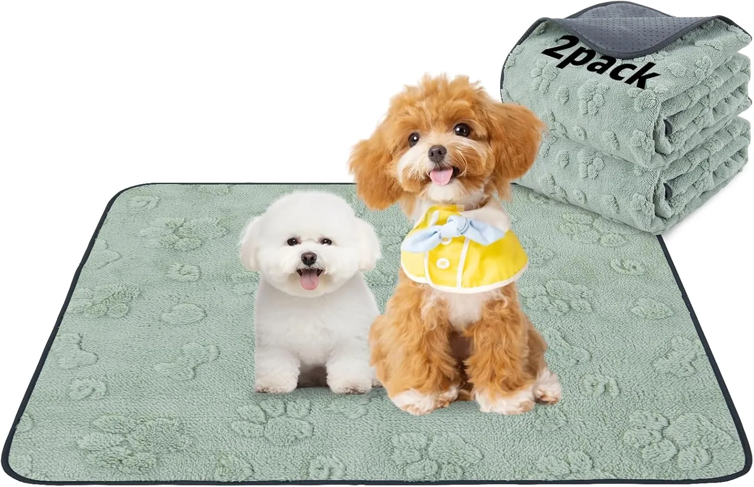 LOOBANI Washable Pee Pads for Dogs: 2 Pack Super Absorbent Reusable Puppy Pads, Leakproof and Waterproof Dog Training Pads Whelping Pads for Potty, Floor, Crate, Couch Bed and Travel, 36"x41"