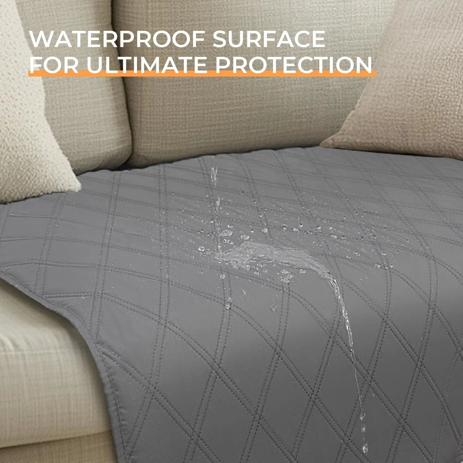 Luciphia 100% Waterproof Couch Cover Blanket for Dogs Anti-Slip Pet Couch Protector Sofa Mat Puppy Cat with Non-Slip Bottom, Light Grey, 68x82 Inch