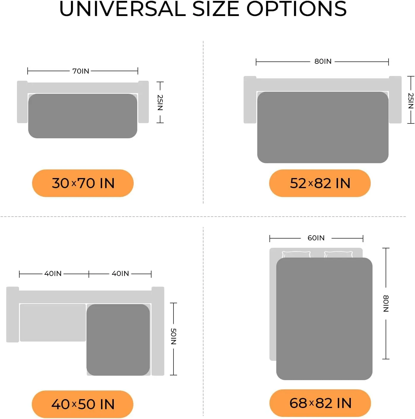 Luciphia 100% Waterproof Couch Cover Blanket for Dogs Anti-Slip Pet Couch Protector Sofa Mat Puppy Cat with Non-Slip Bottom, Light Grey, 68x82 Inch