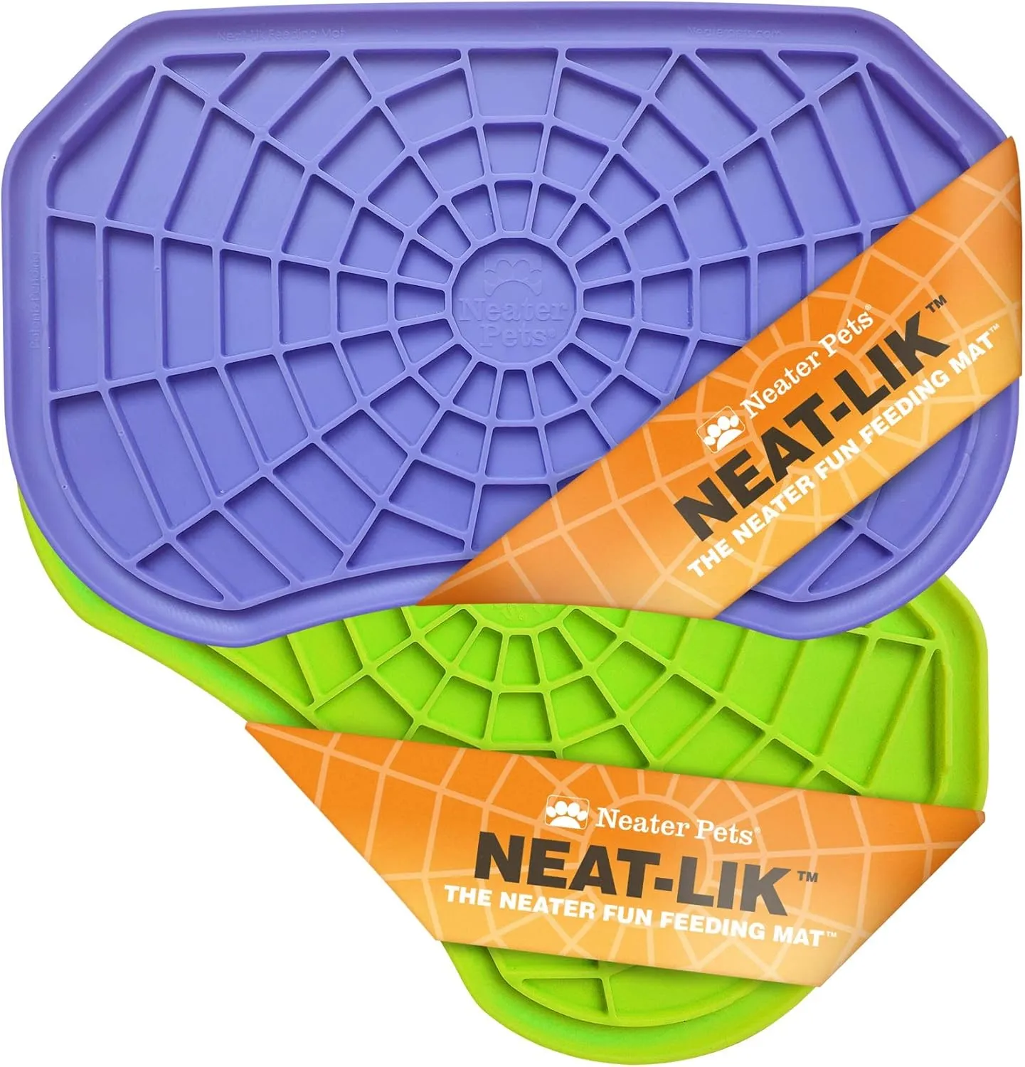 Neater Pets - Neat-Lik - Slow Feeding Pad for Dogs & Cats - Puzzle Toys Provide Boredom & Anxiety Relief - Fill Licking Pad with Healthy Treats & Food (2 Pack, Green & Purple)
