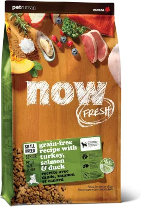 Now Fresh Grain-Free, Dry Dog Food, Small Breed Kibble, Real Meat and Fish, Turkey, Salmon and Duck Senior Recipe, 12 lb Bag