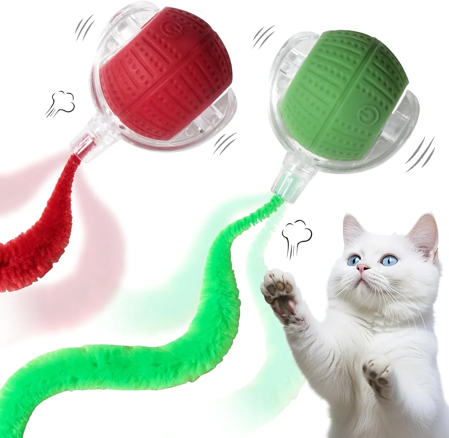 NVTED 2 PCS Interactive Cat Toys for Indoor Cats, Fast Rolling on Carpet Chirping and Motion Activated Cat Balls for Bored Indoor Cats