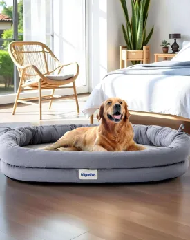 Orthopedic Dog Bed for Large Dogs, Chew-Resistant Pet Sofa Bed with Egg Crate Foam, 4-Sided Bolster, Removable Washable Cover & Anti-Slip Bottom, XX-Large Gray
