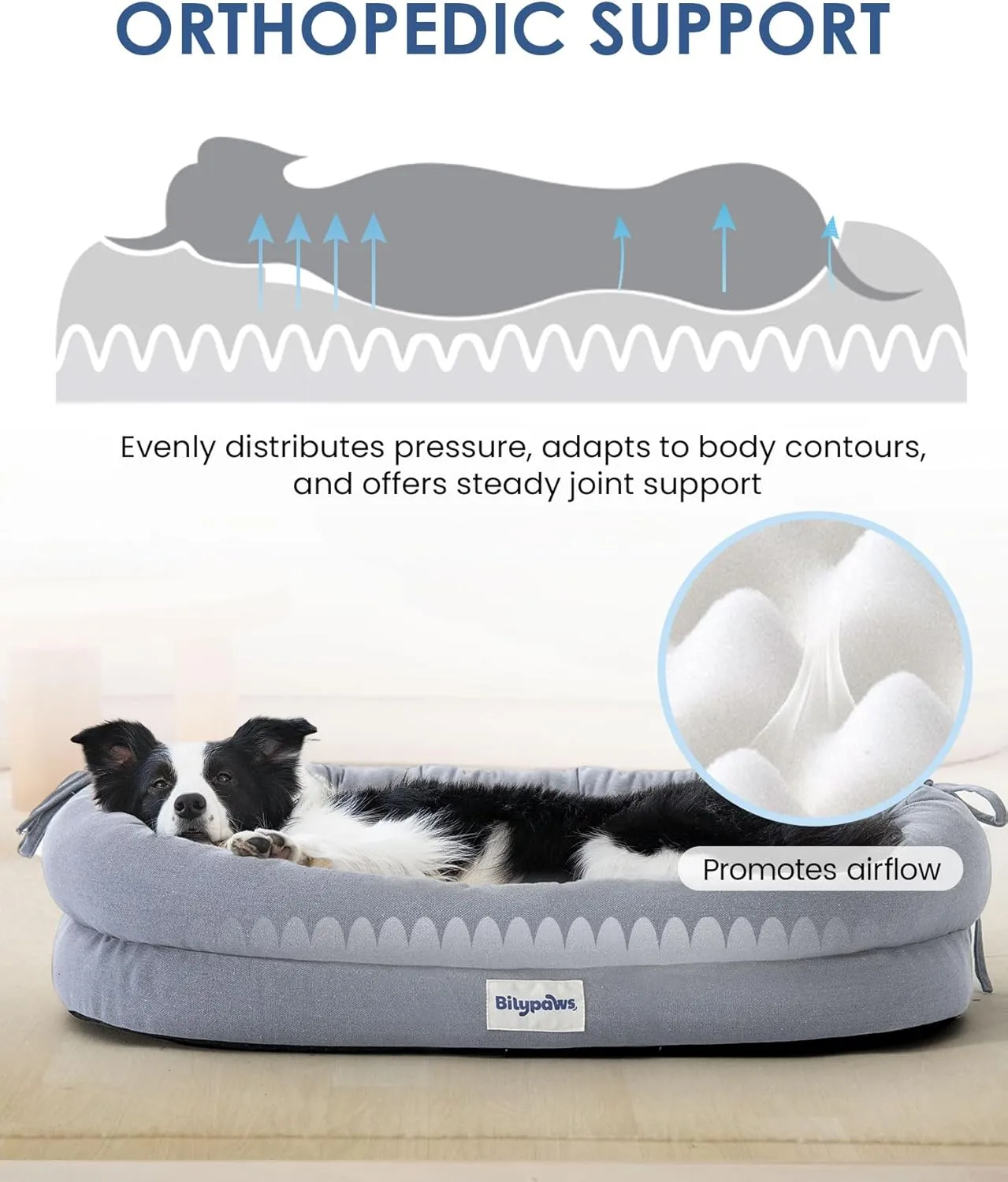 Orthopedic Dog Bed for Large Dogs, Chew-Resistant Pet Sofa Bed with Egg Crate Foam, 4-Sided Bolster, Removable Washable Cover & Anti-Slip Bottom, XX-Large Gray